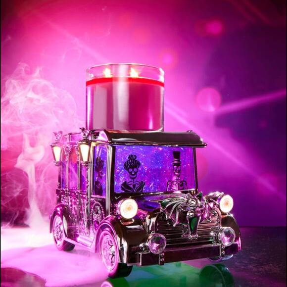 Bath & Body Works Hearse Halloween 2024 3 Wick Candle Holder Water Globe Decor - Picture 1 of 8